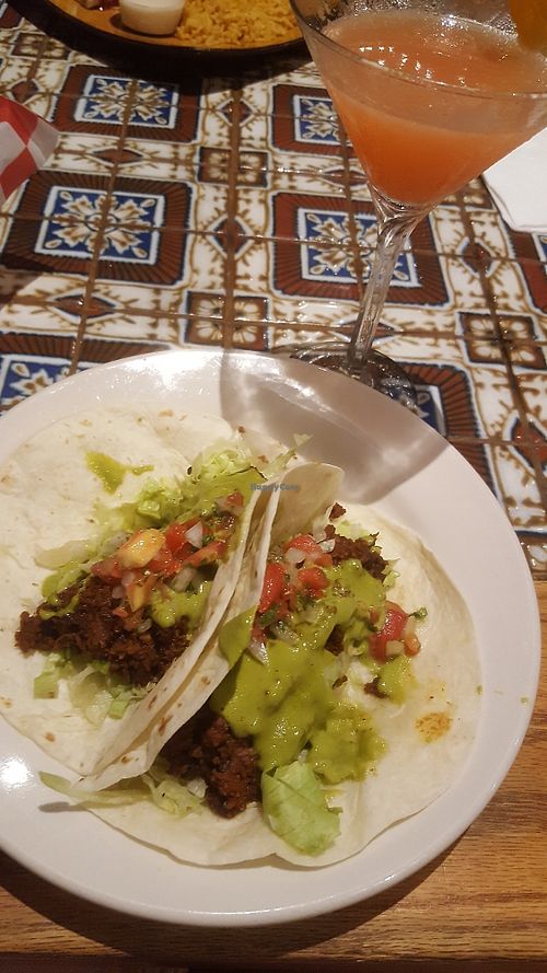 Soy Chorizo Tacos and blood orange cosmo at Los Amigos in Atlantic City