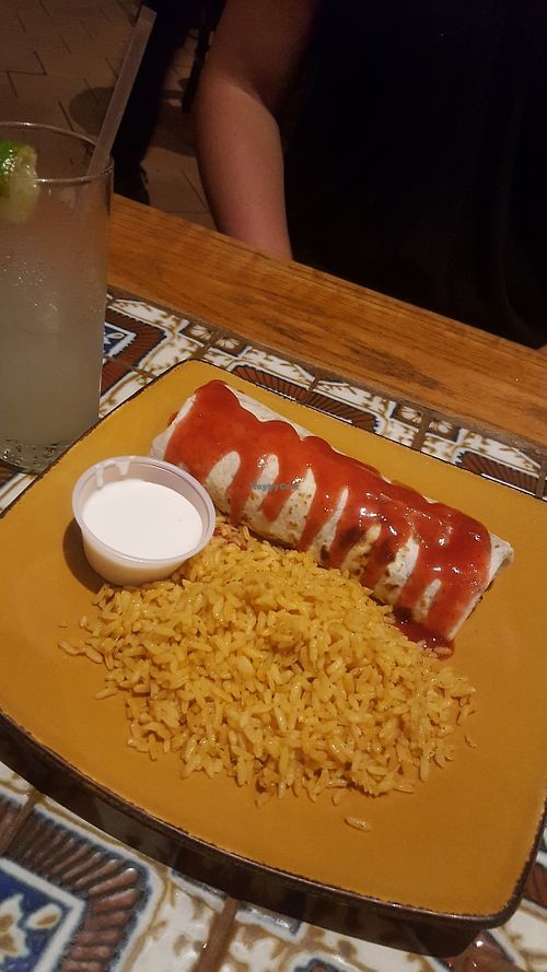 Butternut squash and bean burrito with coconut crema and Mexican mule at Los Amigos in Atlantic City