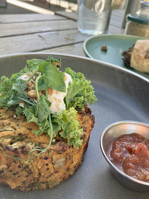 Quinoa-pumpkin fritter (baked)  at Bespoke Kitchen  in Queenstown