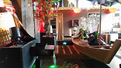 The fish pond inside the restaurant.  at Su Tei in Charleston