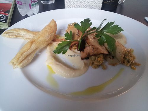 Smoked tofu wrapped around grains and veggies at Mia in Modena