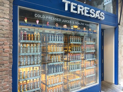 Outside at Teresa's Juicery in Barcelona