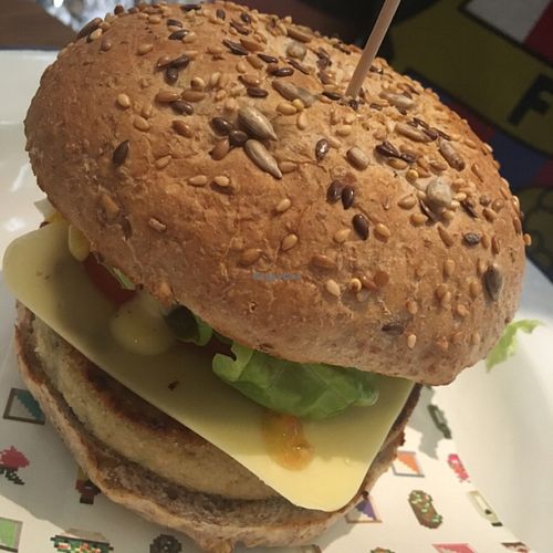 buckwheat burger  at Teresa's Juicery in Barcelona