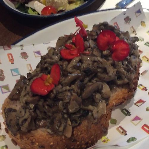 very tasty mashroom toast  at Teresa's Juicery in Barcelona
