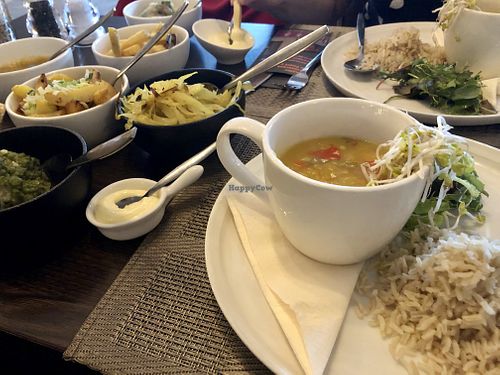 Mango Curry with all the included sidedishes at Poort van Assen in Assen