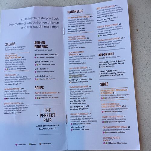 menu at LYFE Kitchen in Memphis