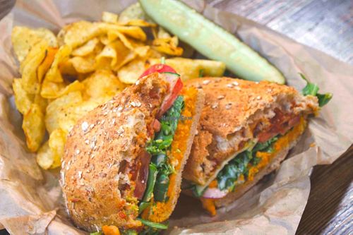 hummus sandwich at Even Stevens Sandwiches in St George