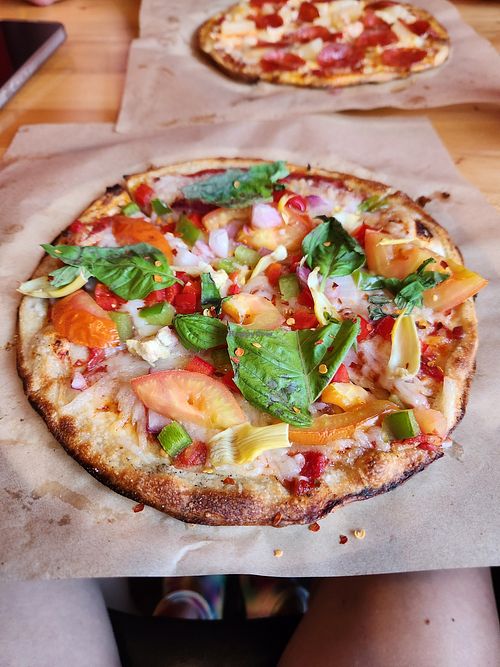 Veggie pizza at RedBrick Pizza in Destin