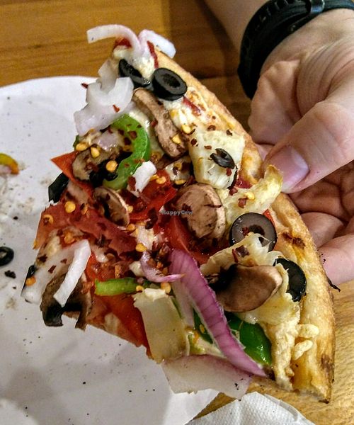 Veggie pizza w/ daiya at RedBrick Pizza in Destin