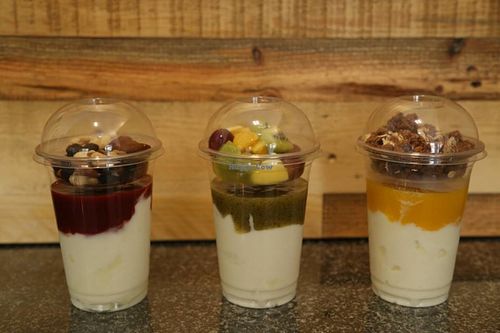 YoMix! YoFu, with fruit pulps and fruit salad. at Il Gelato in Muenster