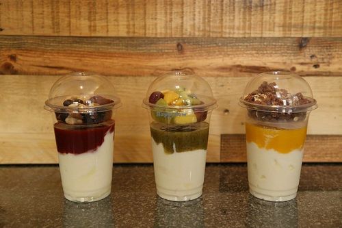 YoMixes also soya yoghurt based mixes with fruits and self made fresh fruit sauces at Il Gelato in Muenster