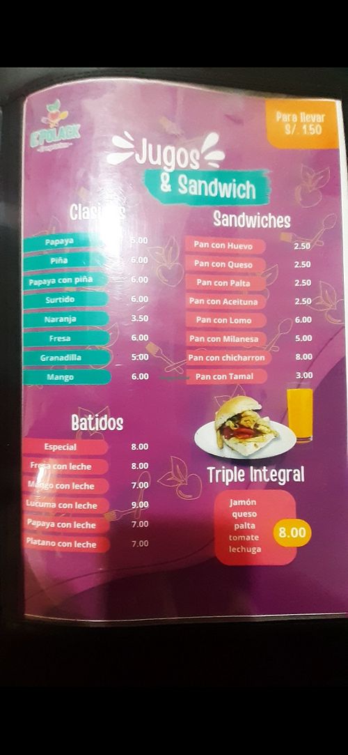 Jugos y sandwiches at E' Polack in Lima