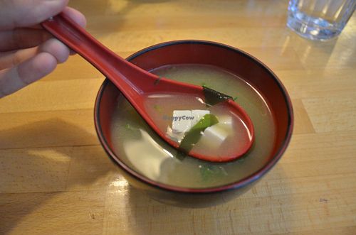 Miso soup (included in the lunch combo) at Cha-Ya in San Francisco