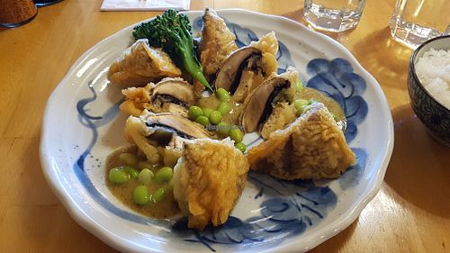 Mushroom and tofu fritters at Cha-Ya in San Francisco