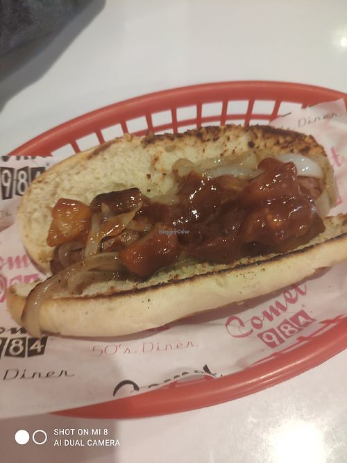 BBQ hotdog  #Veganuary at Comet 984 in Playa Del Carmen