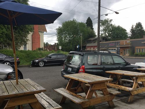 View from inside at 24th Pizza & Meatballs in Portland