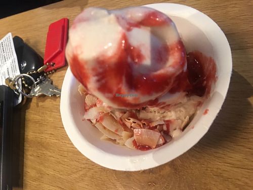 Salted cashew with straw-rhubarb sauce at Eb & Bean - Broadway in Portland