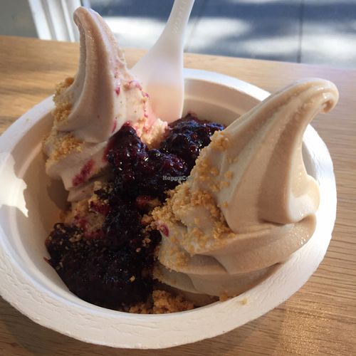 palm sugar peanut and cherry almond with marionberry compote at Eb & Bean - Broadway in Portland