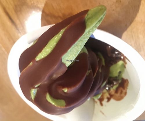 Matcha coconut with chocolate sauce at Eb & Bean - Broadway in Portland