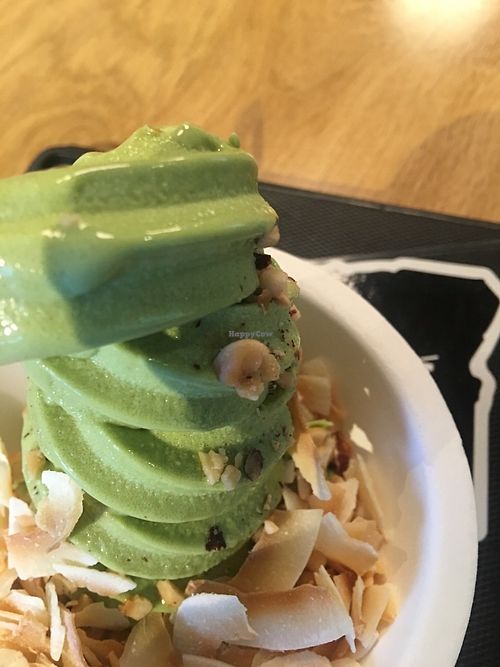 Matcha coconut with toasted cocnut and roasted hazelnuts at Eb & Bean - Broadway in Portland