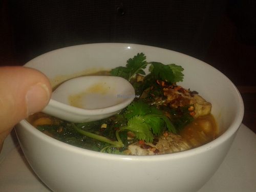 Generous serving of vegan chickpea curry with brown basmati rice
 at Local Eatery & Bar in Raglan