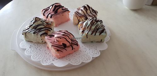 Vegan French Fancies at Cafe 50 in Yeovil