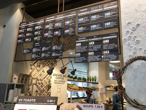 menu at V3RAW in Milan