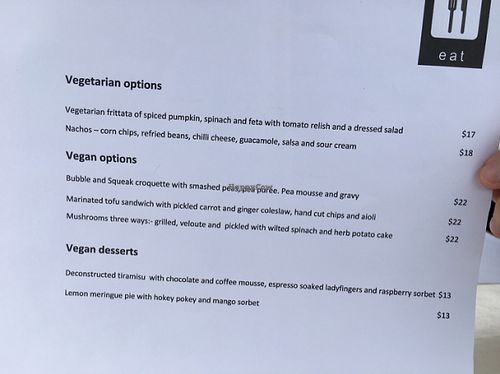menu  at Governors Bay Hotel in Christchurch