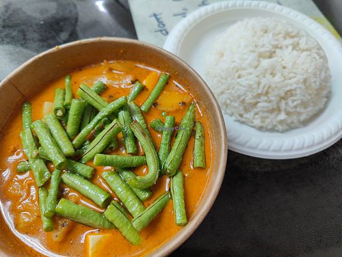 Curry vegetables with rice at Vege Pot 素砂煲 in Central Singapore