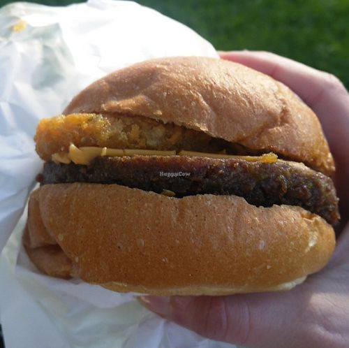 Vegan breakfast burger - the New Yorker at Lord of the Fries - Flinders Street in Melbourne