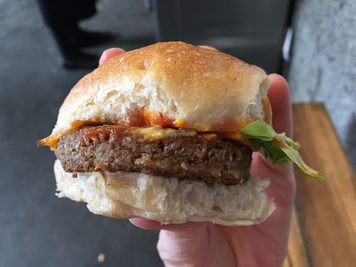 Mini vegan original burger at Lord of the Fries - Flinders Street in Melbourne