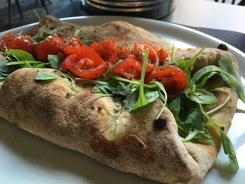 Stuffed pizza with eggplant- the Theorema  at Vitto Pitagorico in Naples