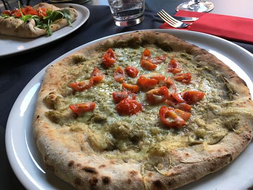 Eggplant pizza! Vegan style.  at Vitto Pitagorico in Naples