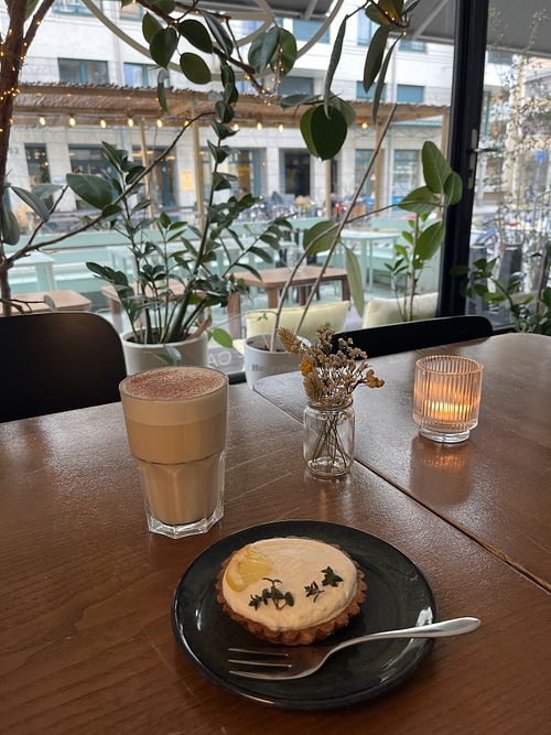 lemon tart & almond chai tea 💕  at Ou Bien Encore in Geneva