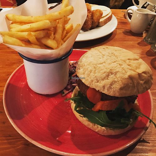 vegan falafel burger and fries at Lounges - Cappello Lounge in Newcastle-under-lyme
