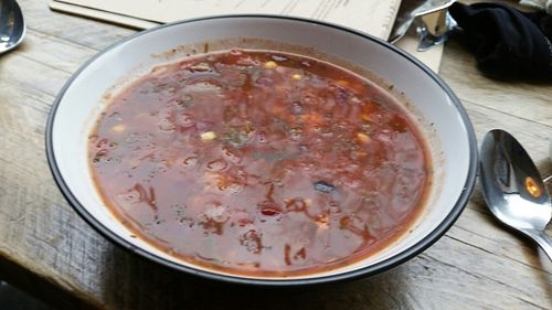 Spicy corn soup at Pumpkin Brown in Edinburgh