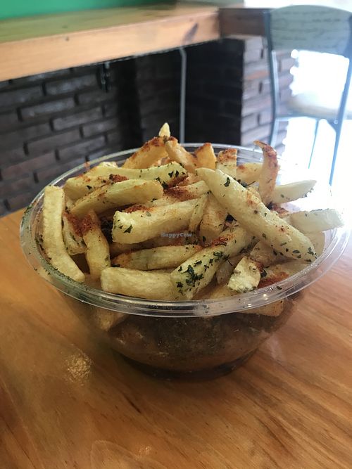 Veggie Bomba - Fries on top of falafels at Veggie Medio Oriente - Suipacha in Buenos Aires