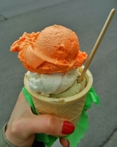 great vegan ice creams with lots of unique flavours like carrot or beatrut. Vegan flavours are not more expensive than daily ones  at Si Gela in Krakow
