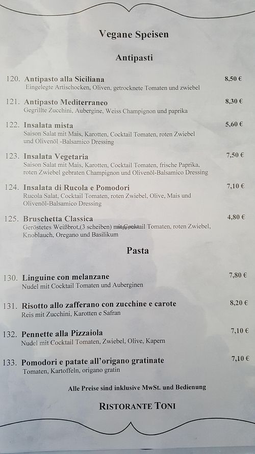 Vegane Pasta at Ristorante Sorrento in Bischofsheim