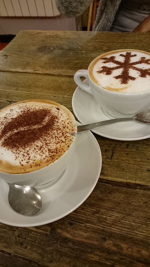 Soy cappuccinos at The Caffeine Drip in Edinburgh