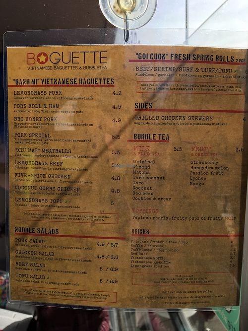 Menu March 2018 at Boguette in Rotterdam