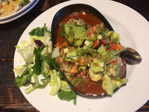 mushroom stuffed with tamales!  So yummy❤️the salsa was a bit too spicy for me but I loved the actual mushrooms.  at El Charro in Tucson