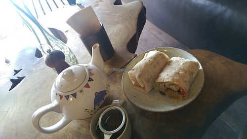 falafel wrap and ginseng tea  at Coconut Monkey in Koh Tao