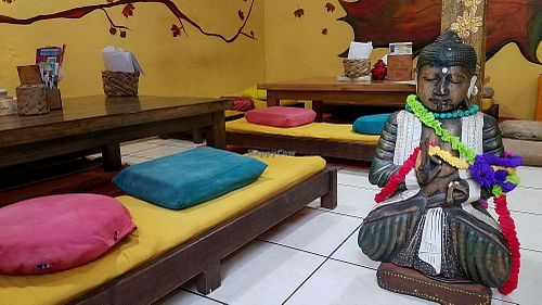 inside seating at The Vegan Temple by Prasada in Cusco