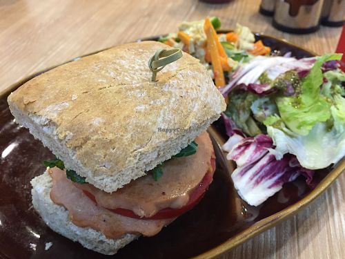 Vegan ham sandwiches and salad (tea set) at Veggle Cafe in Kowloon