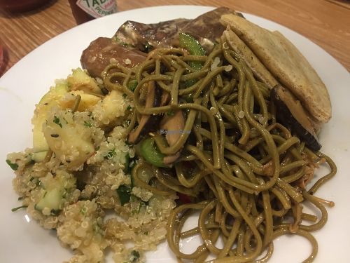 Large salad. You can choose any 3 salad from their salad bar. I had soba salad, quinoa salad and eggplant salad.  at Veggle Cafe in Kowloon