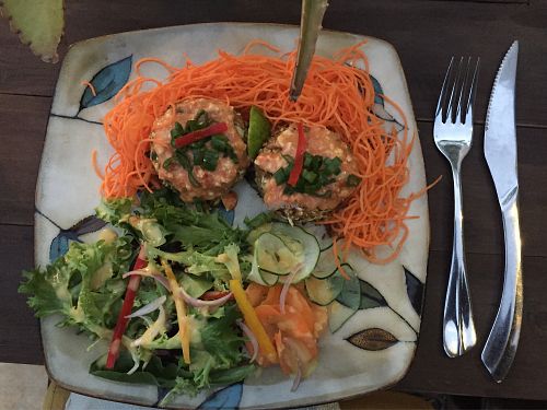 Delicious mock crab cakes at Kind Earth Eatery in Dar Es Salaam