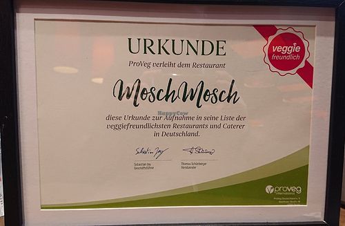 ProVeg certificate at MoschMosch in Oberhausen