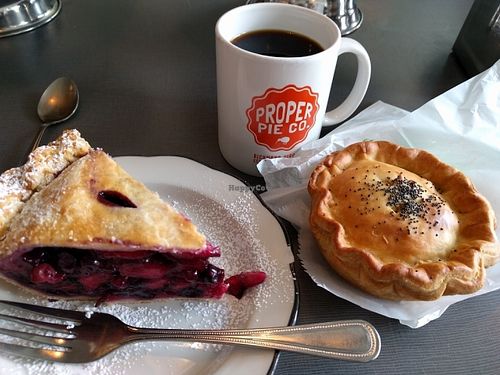 Apple Blueberry with Vegan Steak and Cheese at Proper Pie Co. in Richmond