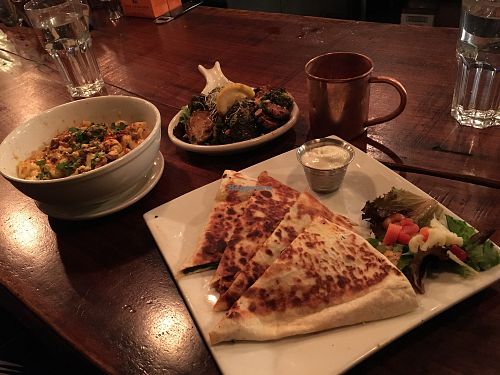 Mac’n’cheese with chorizo, Brussel sprouts, Nashville mule and quesadillas at Graze in Nashville